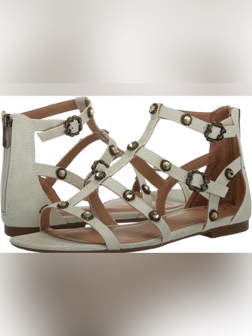 Women's Sam & Libby Rhonda Gladiator Sandal Cream Size 9 Adjustable Strap EUC